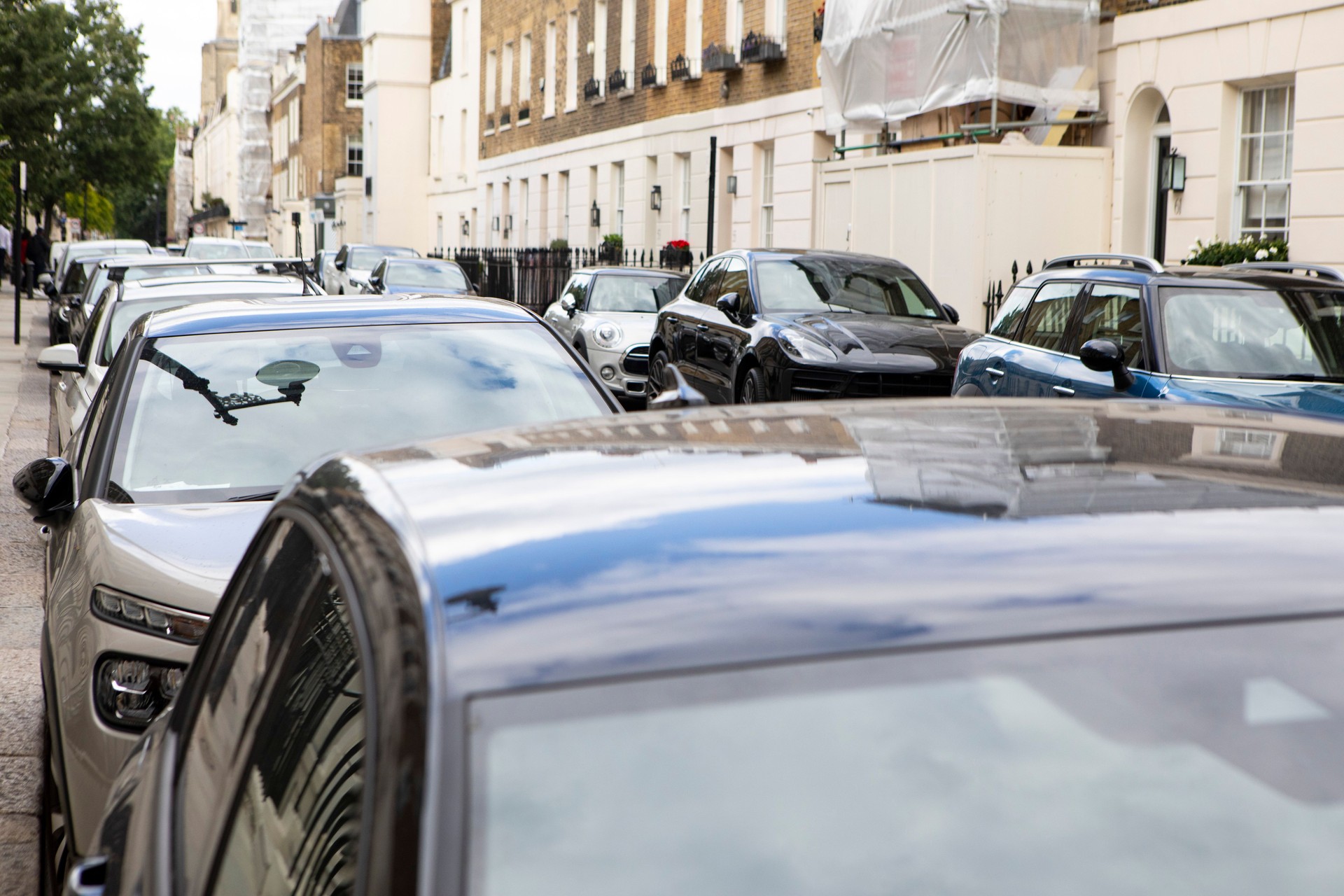 Cars parked in a London residential street